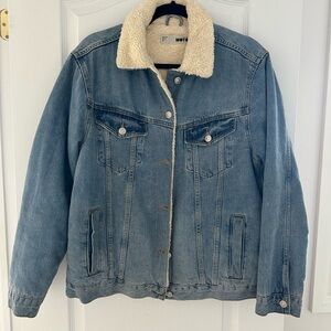 Unisex Topshop Denim Sherpa-Lined Jacket